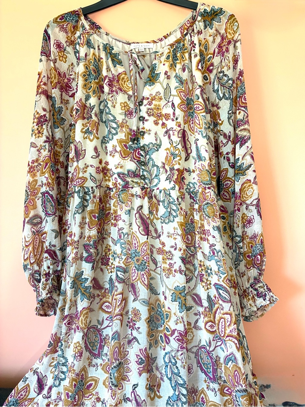 Kate & Sam Boho Tiered Floral Long Sleeve Maxi Dress - Picture 6 of 16